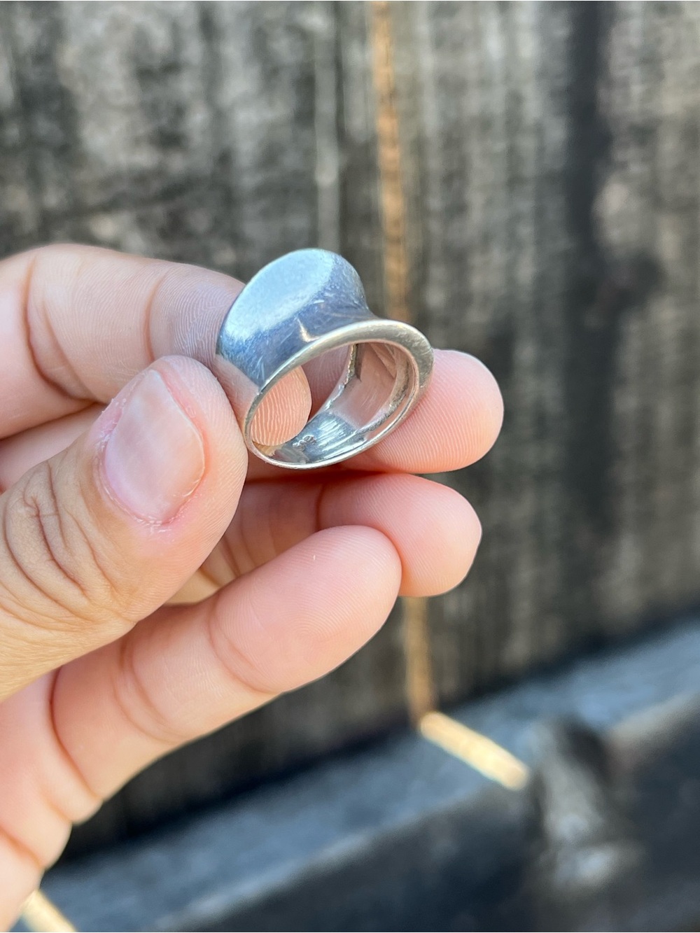 Sterling Silver Curved Wide Band Ring - Silver
